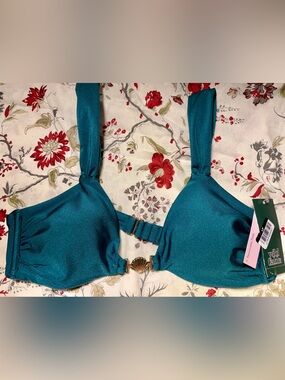 Wild Fable Teal Green Shell-Accent Bikini Top
